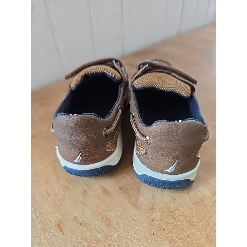 Nautica Brand Kids Brown Deck Shoes Toddler Sz 11 Boy Boat Slip On